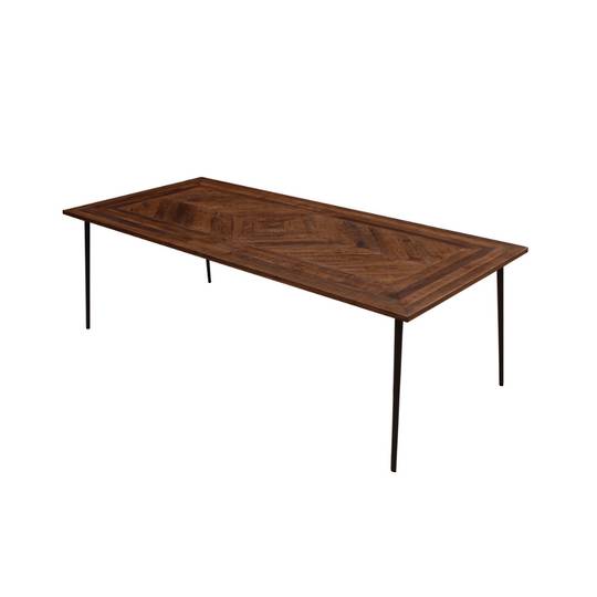 Chevron Parquet Dining Table With Forged Steel Legs - Walnut 240cm